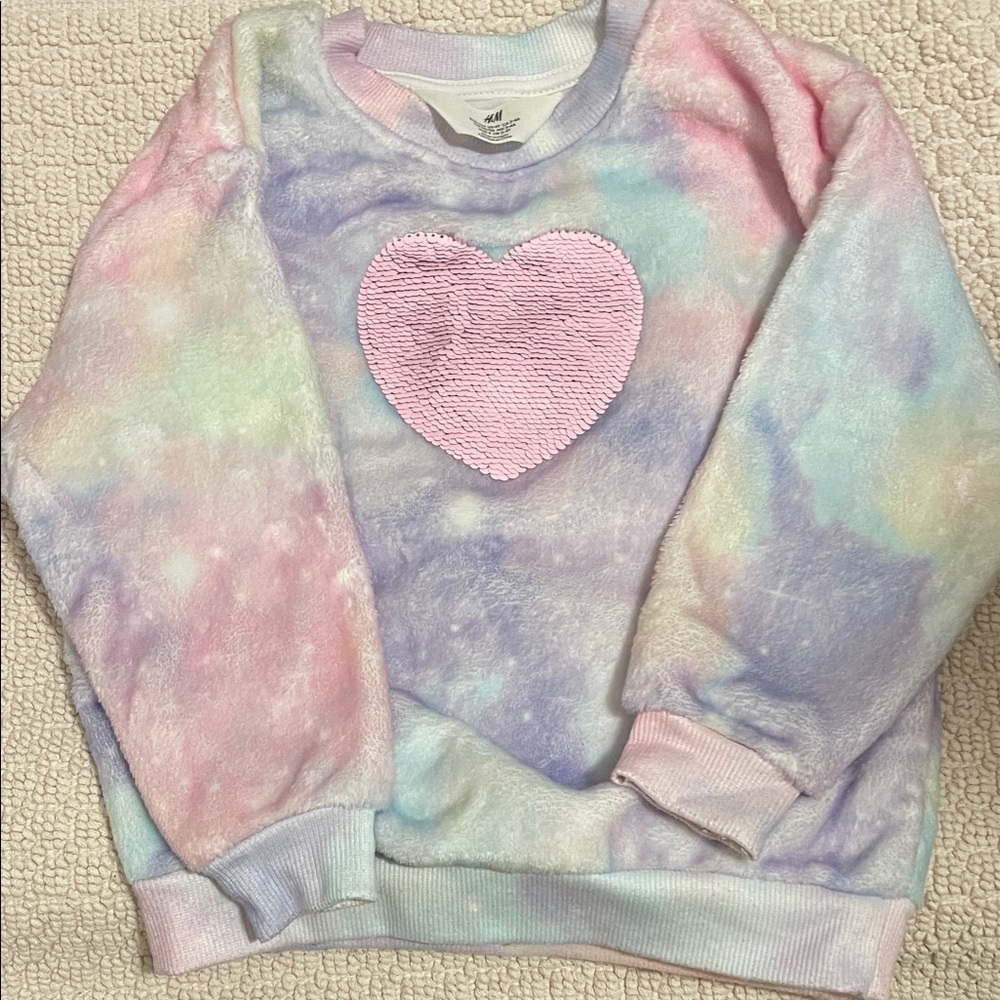 H&M Kids Pastel Tie-Dye Sweater with Pink Heart